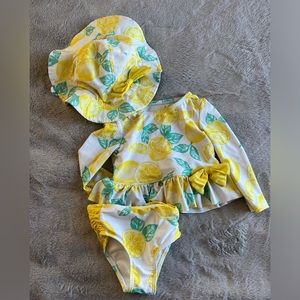 Lemon bathing suit with hat